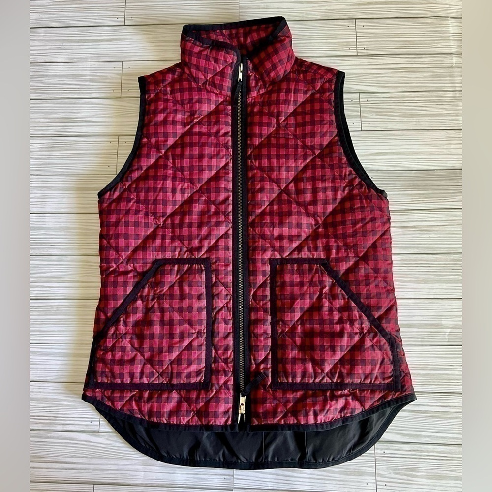 J. CREW Women’s Excursion Gingham Down Puffer Buffalo Vest XS Preppy Lumberjack